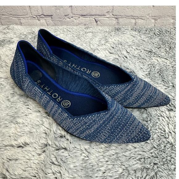 Rothy's The Point Ballet Flat Indigo Heather Blue Women's Size 7.5 Casual Work - Picture 3 of 10